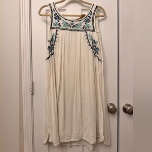 Wrangler Cream Dress with Blue Embroidery